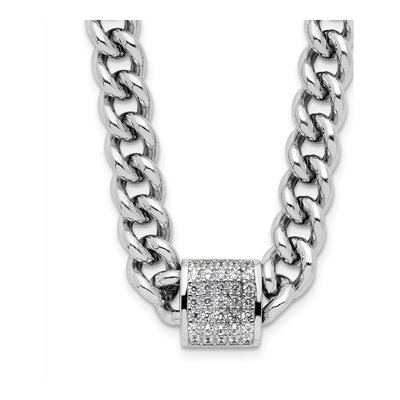 Sterling Silver CZ Curb Link Necklace