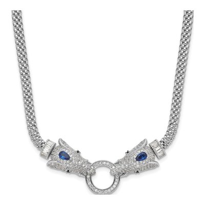 Sterling Silver CZ Elephant Head Necklace
