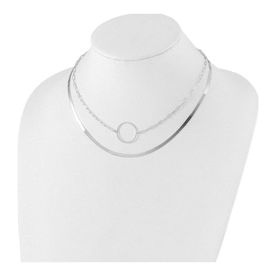 Sterling Silver Herringbone 2-Strand Necklace – view 3