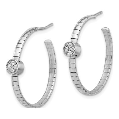 Sterling Silver 29mm CZ Hoop Earrings – view 2