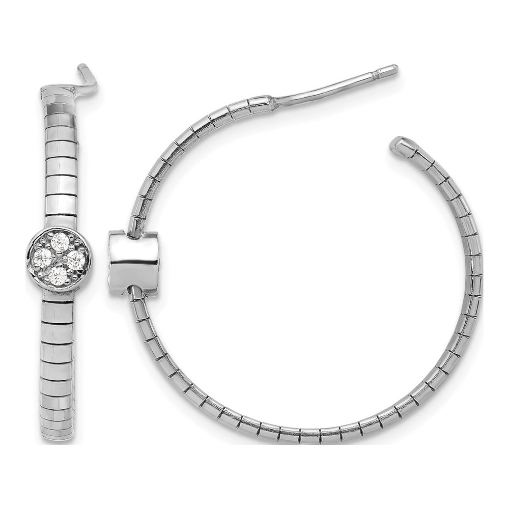 Sterling Silver 29mm CZ Hoop Earrings
