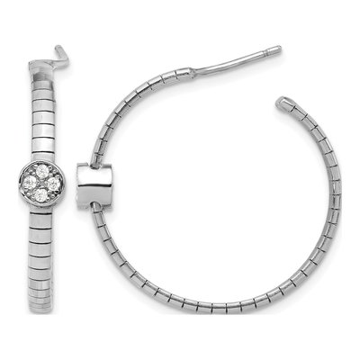 Sterling Silver 29mm CZ Hoop Earrings