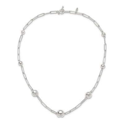 Sterling Silver Beaded Toggle Necklace – view 3