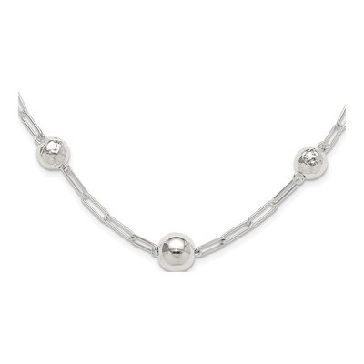 Sterling Silver Beaded Toggle Necklace