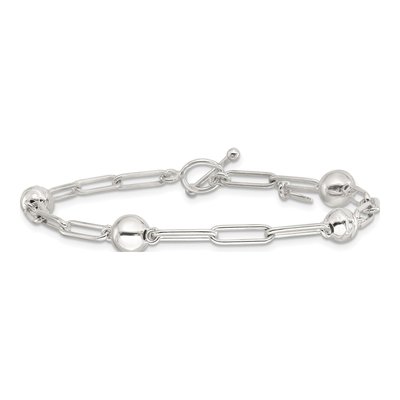Sterling Silver Beaded Toggle Bracelet – view 4