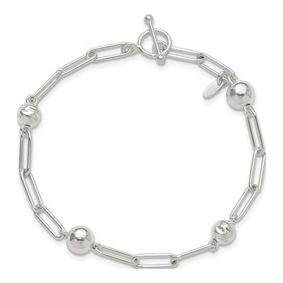 Sterling Silver Beaded Toggle Bracelet – view 5
