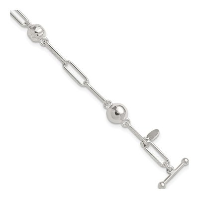 Sterling Silver Beaded Toggle Bracelet