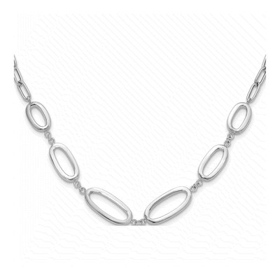 Sterling Silver Fancy Oval Link Necklace