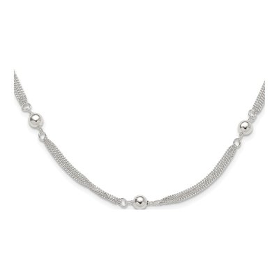 Sterling Silver 1.2mm Diamond-Cut Multi-Strand Beaded Curb Chain