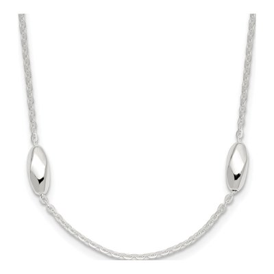Sterling Silver Beaded Link Necklace