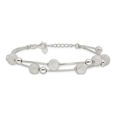 Sterling Silver Beaded 2-Strand Bracelet – view 4