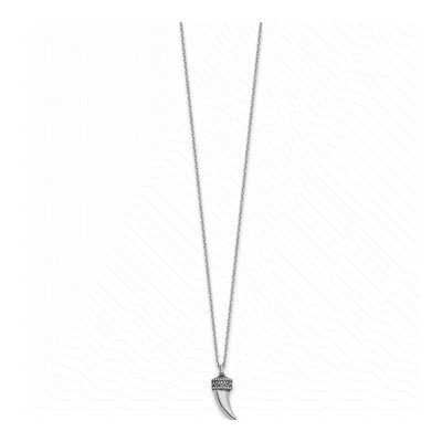 Sterling Silver 3D Horn Pendant Necklace – view 2
