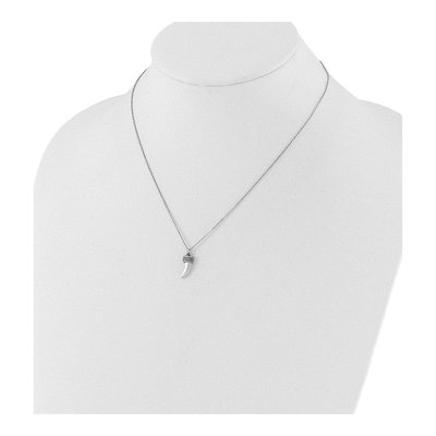 Sterling Silver 3D Horn Pendant Necklace – view 3