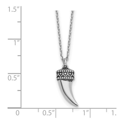 Sterling Silver 3D Horn Pendant Necklace – view 4