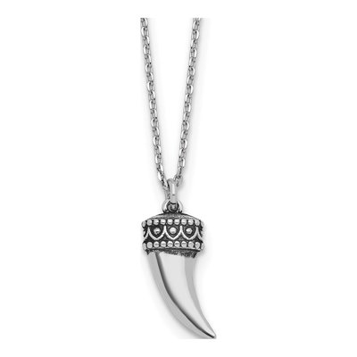 Sterling Silver 3D Horn Pendant Necklace