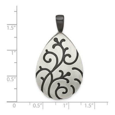 Sterling Silver Oxidized Swirl Pear Pendant – view 4