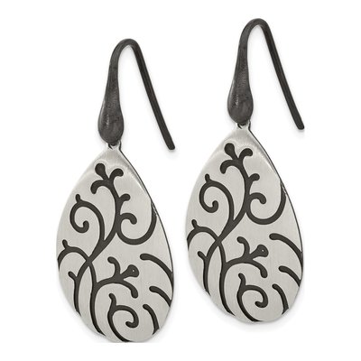Sterling Silver Swirl Pear Dangle Earrings – view 2