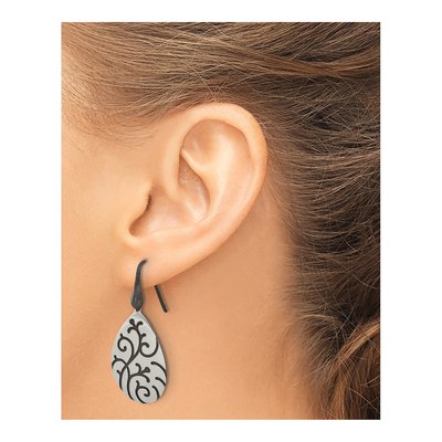 Sterling Silver Swirl Pear Dangle Earrings – view 3