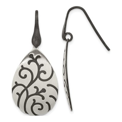 Sterling Silver Swirl Pear Dangle Earrings