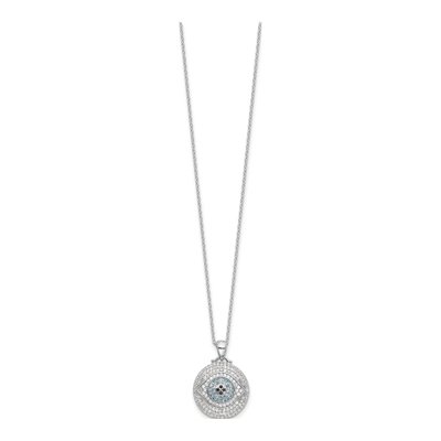 Sterling Silver CZ Evil Eye Pendant Necklace – view 3