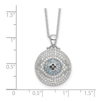 Sterling Silver CZ Evil Eye Pendant Necklace – view 5