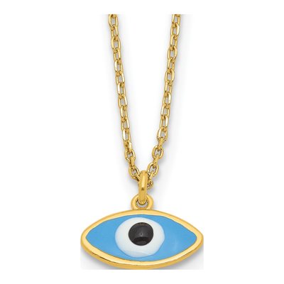 Gold-Plated Sterling Silver Evil Eye Pendant Necklace