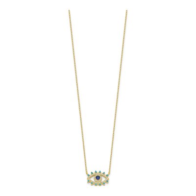 Gold-Plated Sterling Silver Crystal Evil Eye Pendant Necklace – view 3