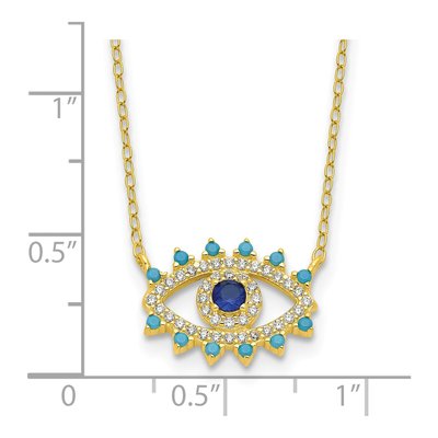 Gold-Plated Sterling Silver Crystal Evil Eye Pendant Necklace – view 5