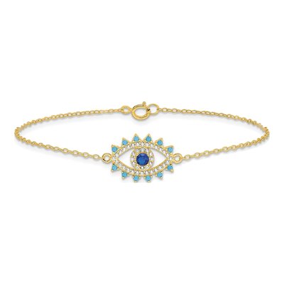 Gold-Plated Sterling Silver Crystal Evil Eye Bracelet – view 4