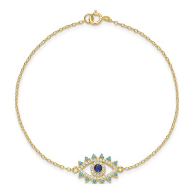 Gold-Plated Sterling Silver Crystal Evil Eye Bracelet – view 5