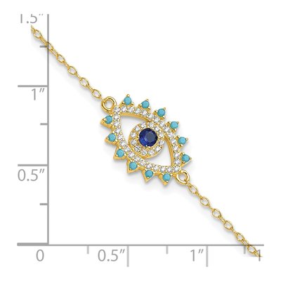 Gold-Plated Sterling Silver Crystal Evil Eye Bracelet – view 6