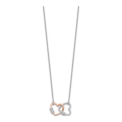 Sterling Silver CZ Double Heart Pendant Necklace – view 3