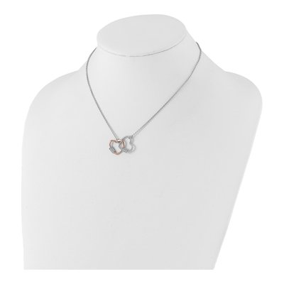 Sterling Silver CZ Double Heart Pendant Necklace – view 4