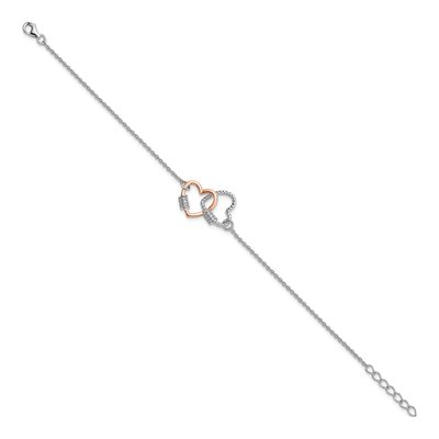 Sterling Silver CZ Double Heart Bracelet – view 3