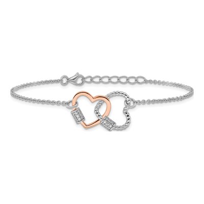 Sterling Silver CZ Double Heart Bracelet – view 4
