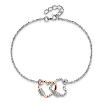 Sterling Silver CZ Double Heart Bracelet – view 5