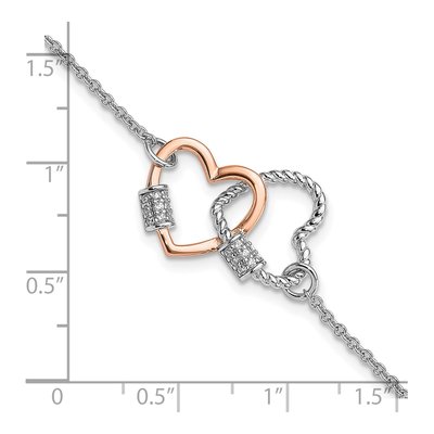 Sterling Silver CZ Double Heart Bracelet – view 6