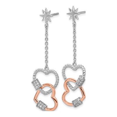 Sterling Silver CZ Heart Dangle Earrings – view 3