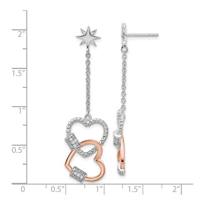 Sterling Silver CZ Heart Dangle Earrings – view 5