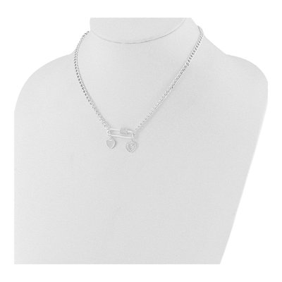 Sterling Silver CZ Heart Pendant Necklace – view 3