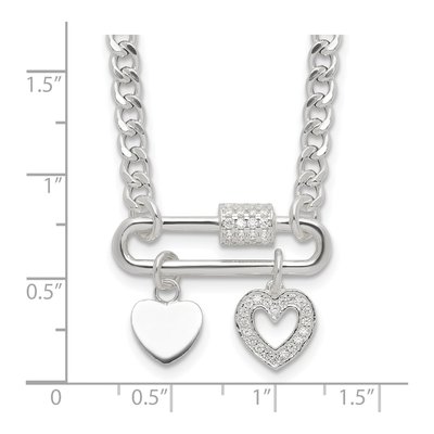 Sterling Silver CZ Heart Pendant Necklace – view 4