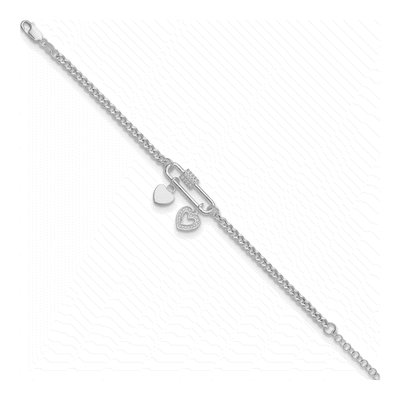 Sterling Silver CZ Heart Bracelet – view 3
