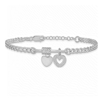 Sterling Silver CZ Heart Bracelet – view 4