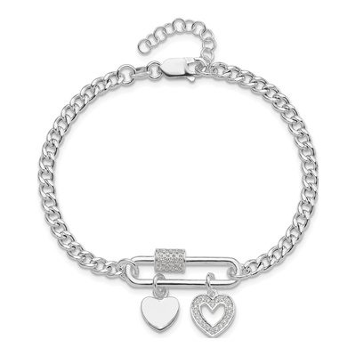 Sterling Silver CZ Heart Bracelet – view 5