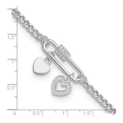 Sterling Silver CZ Heart Bracelet – view 6