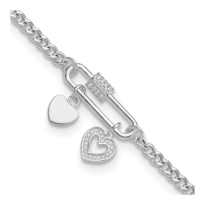 Sterling Silver CZ Heart Bracelet