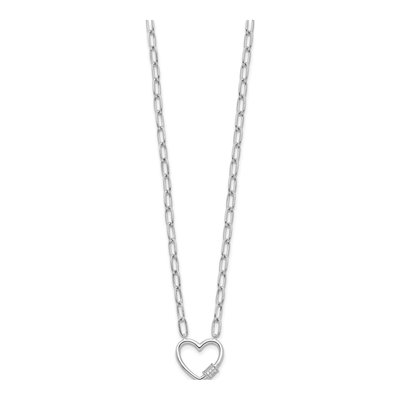 Sterling Silver CZ Heart Paperclip Pendant Necklace – view 3