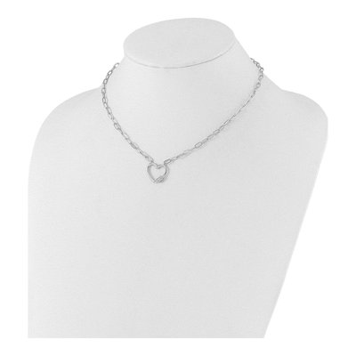 Sterling Silver CZ Heart Paperclip Pendant Necklace – view 4