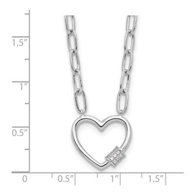 Sterling Silver CZ Heart Paperclip Pendant Necklace – view 5