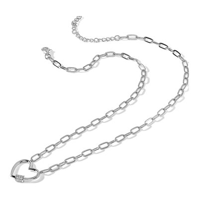 Sterling Silver CZ Heart Paperclip Pendant Necklace – view 6